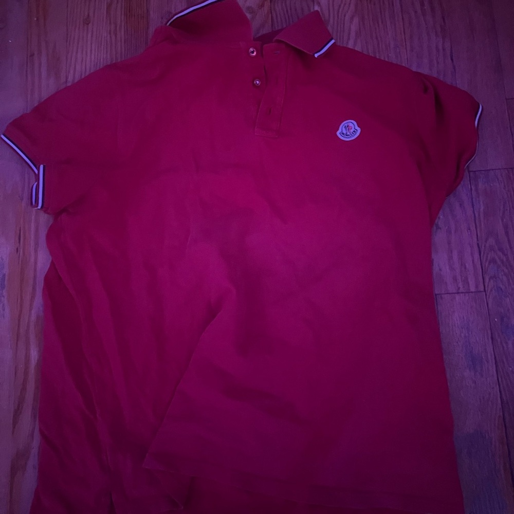 Red moncler polo shirt